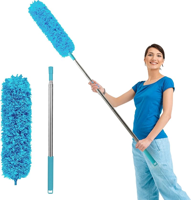 Fogray 2026 Upgraded Extendable Feather Duster Telescopic Soft Silicone Cap Sky