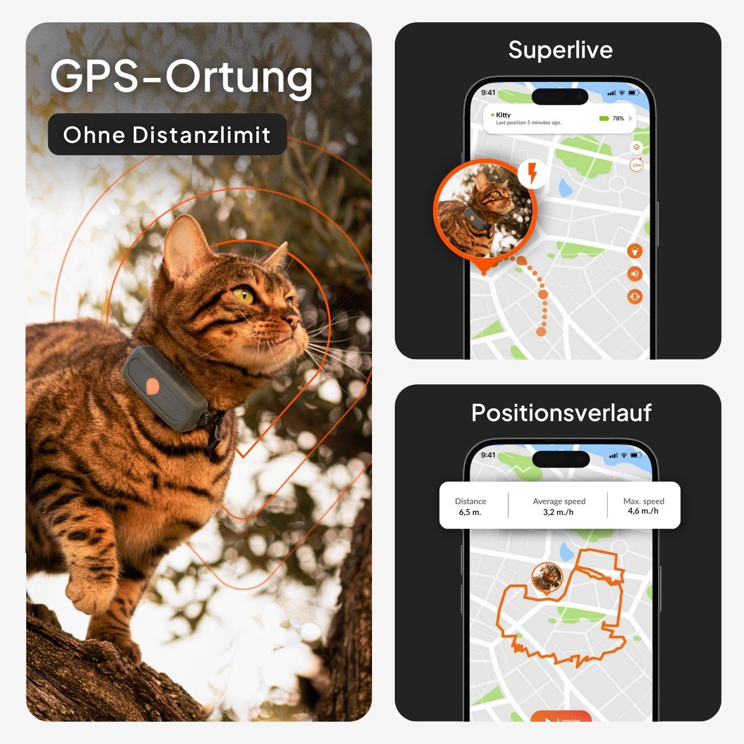 Weenect XS für Katzen - NEU Mini GPS-Tracker für Katzen | GPS-Tracking in Echtzeit | Ohne Distanzlimit | Kleinstes Modell auf dem Markt | Halsband inkludiert | Abonnement 2