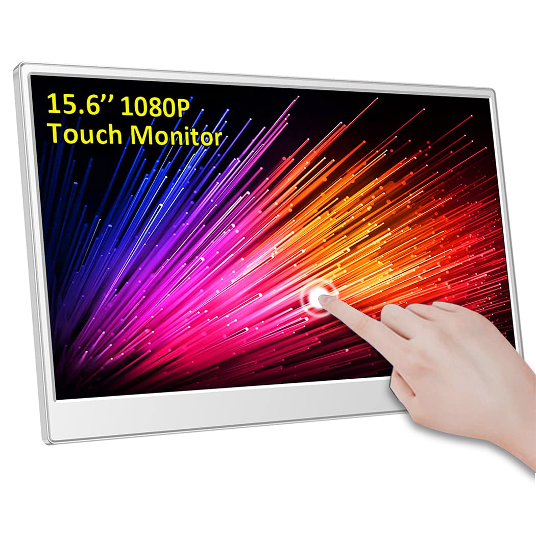 Magedok Touch Monitor 14 Inch 4K, 3840 x 2160.10 Point Capacitive Touch Screen, HDMI/USB C/Mini DP Interface, Integrated Speaker, VESA, Commercial Screen (1920 x 1080, 15.6 Inch IPS)