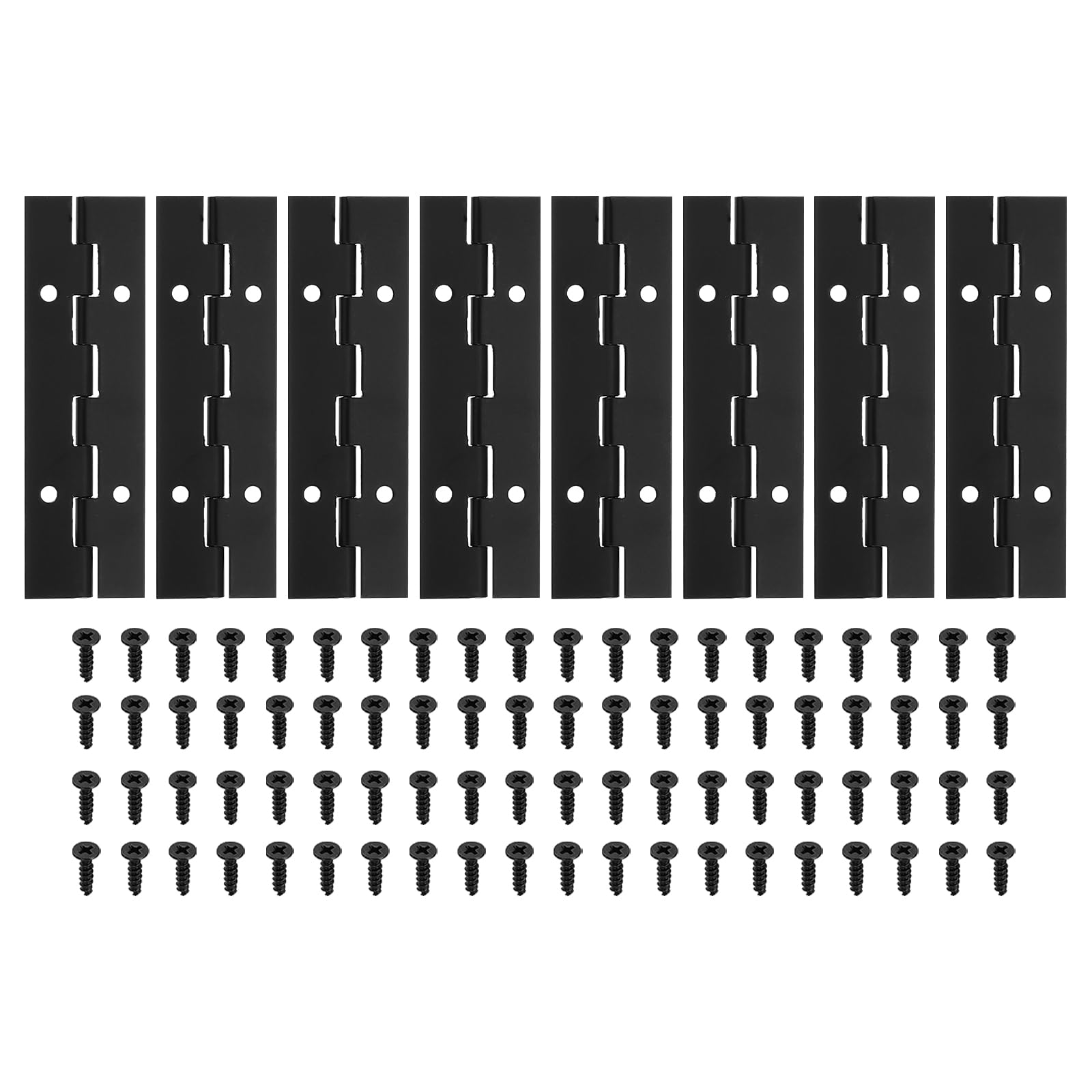 PATIKIL 4x1.2 Inch Piano Hinge,8 Pcs 304 Stainless Steel Continuous Hinge with Holes for Piano Gate Door Wooden Storage Box Cabinet Boat,Black