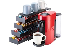 Flagship 4 Tier Coffee Pod Holder Drawer for Nespresso Pod Storage Organizer Vertuo Pods Holder(80 Pods Capacity)