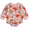 FOCUSNORM Valentine'S Day Toddler Baby Girl Outfit Nweborn Infant Clothes Long Sleeve Sweatshirt Romper Cute Crewneck Onesie