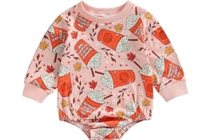 FOCUSNORM Halloween Newborn Baby Girl Outfit Pumpkin Sweatshirt Romper Long Sleeve Onesie Jumpsuit Infant Fall Winter Clothes