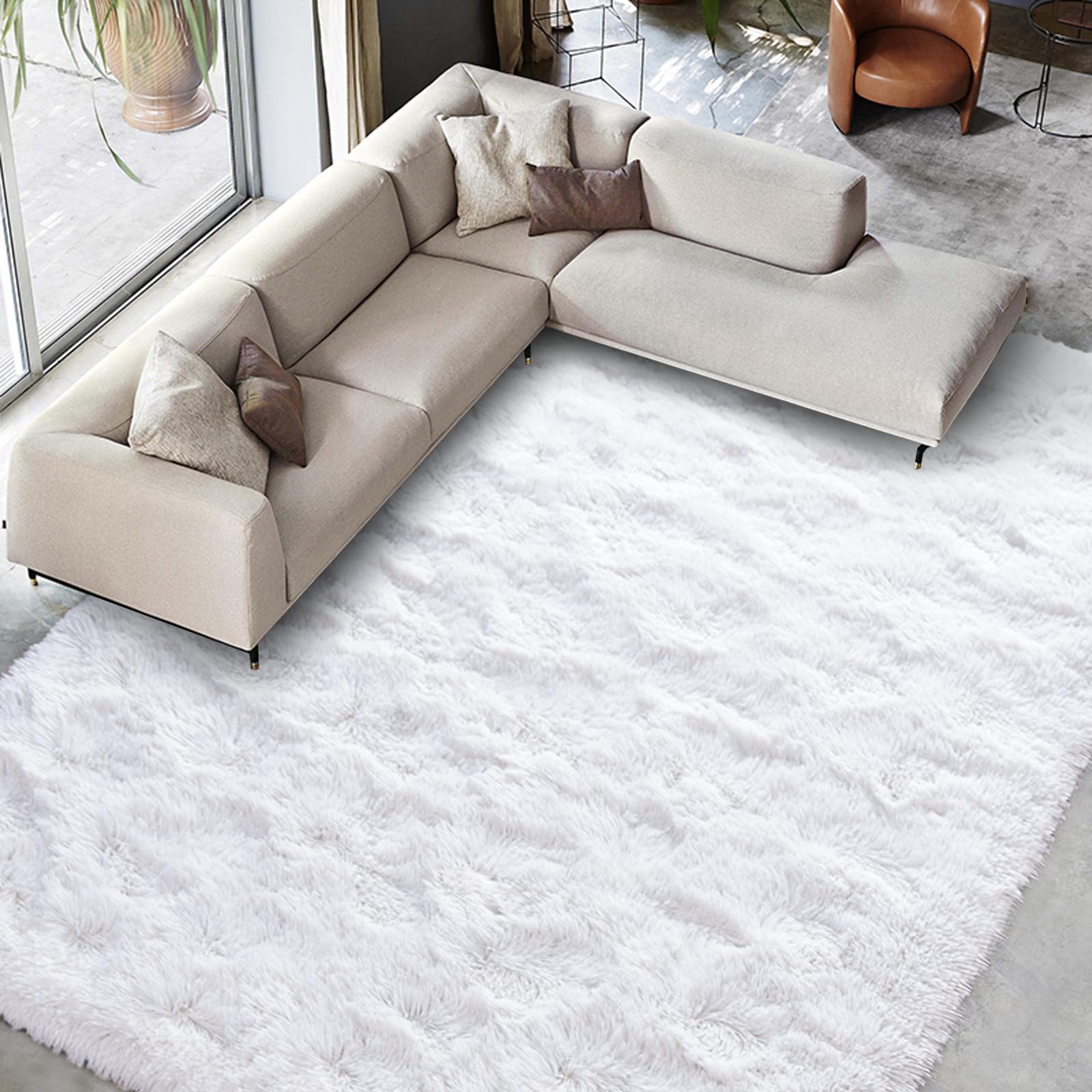 Photo 1 of ** VERY USED / UNTESTED** FinRe?c 9x12 Feet Rugs for Living Room Bedroom, White Fluffy Shaggy Area Rug, Non-Slip Soft Shag Rug for Nursery Kids Room Dorm Room Home Decor, Indoor Plush Floor Carpet