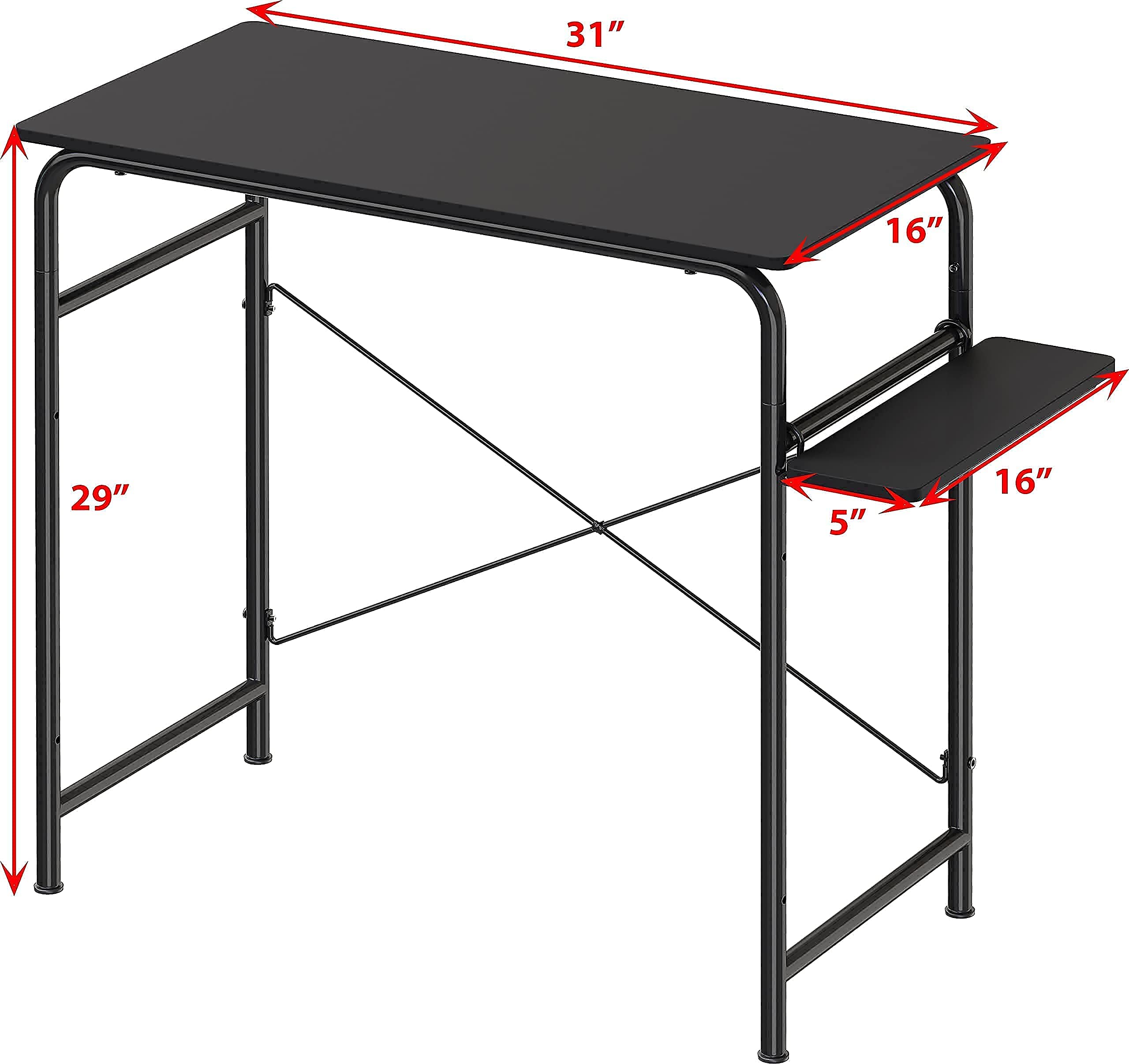 SHW Small Gaming Home Office Computer Desk with Shelf, Black