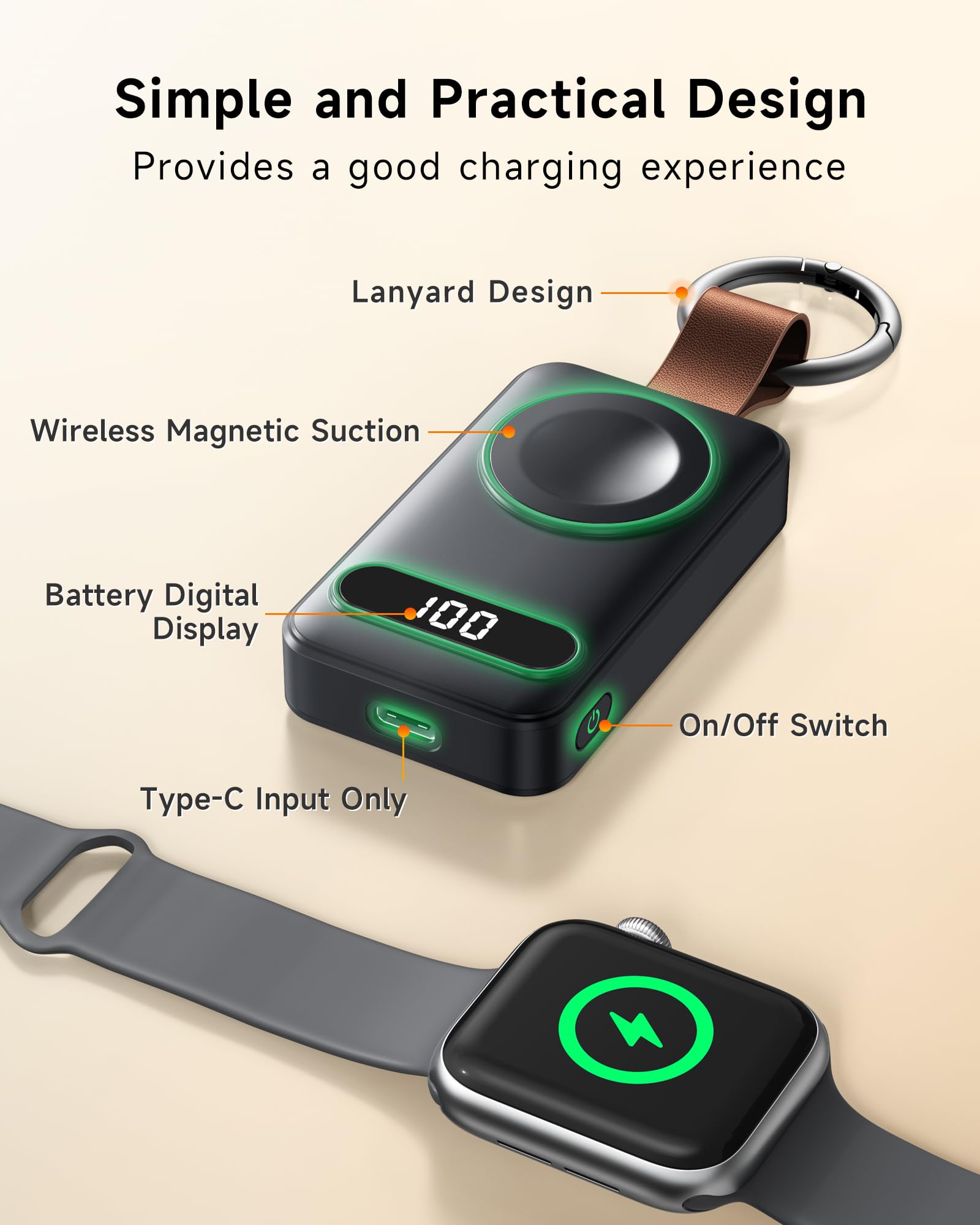ZKAPOR 2000mAh Kabelloses Ladegerät für Apple Watch Serie, Mini Power Bank Mit LED-Anzeige Magnetisches Kabelloses Tragbares Ladegerät kompatibel mit Apple Watch 10/9/8/7/6/5/4/3/2/SE/Ultra/Ultra 2 7