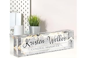 Name Plate for Desk, Desk Name Plate Personalized, Office Decor for Women Men, Acrylic Desktop Accessories, Office Gifts for 