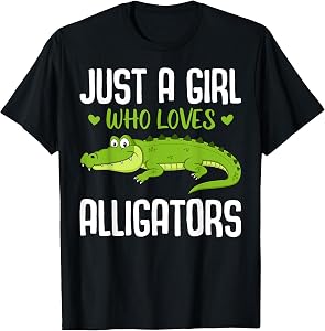 Funny Alligator Design Girls Kids Women Reptile Gator Lover T-Shirt