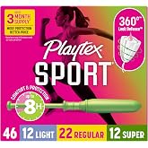Playtex Sport Tampons Multipack, Light/Regular/Super, Fragrance Free, 46ct