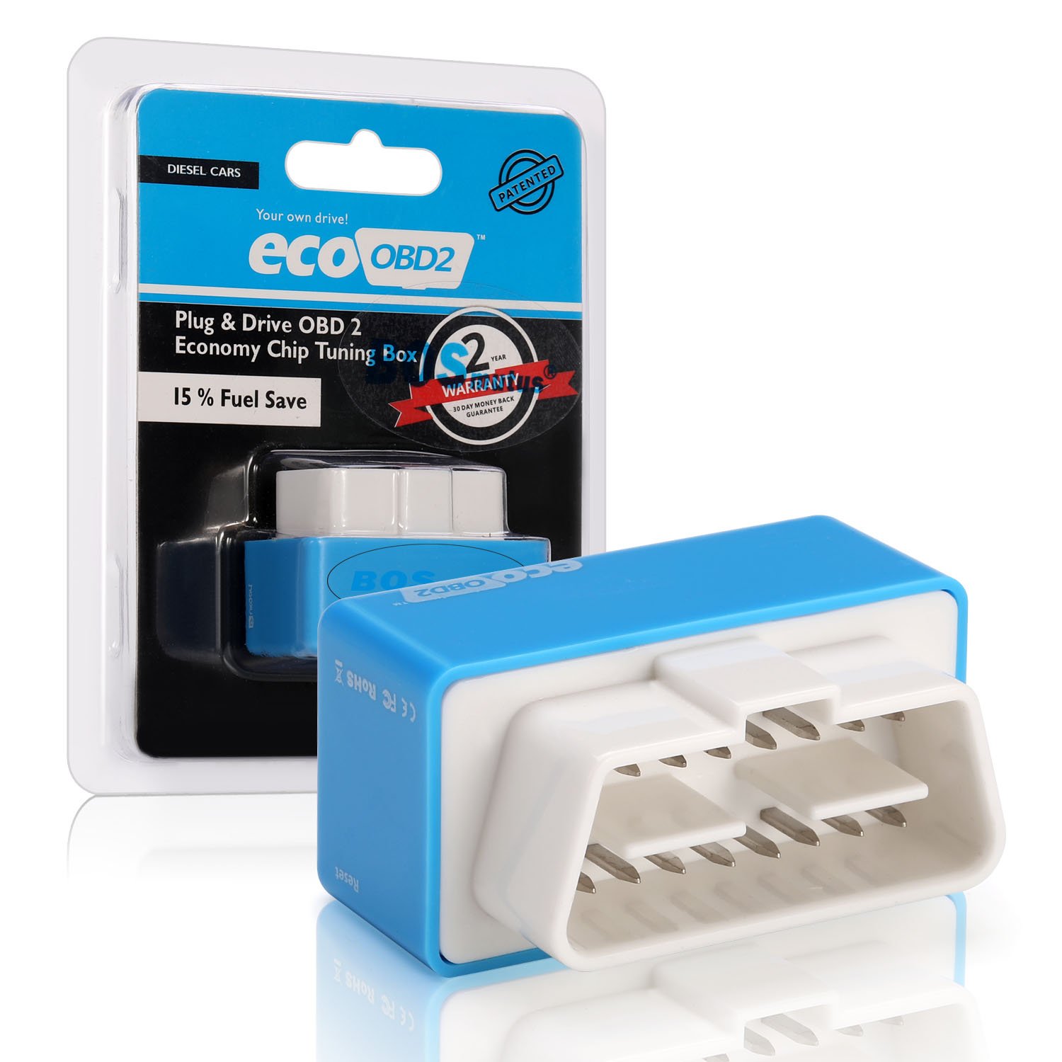 blu Eco OBD2 Diesel Chip Tuning Box OBD 2 / OBDII Diesel Cars Prestazioni del Motore Auto e Moto