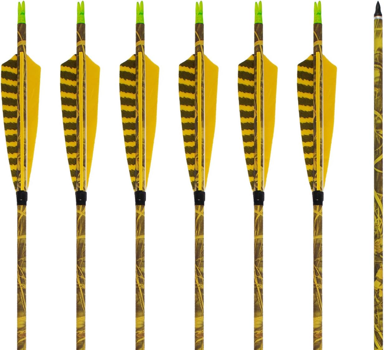 Carbon Archery Hunting Arrows 5" Camo Turkey Feathers Fletching with