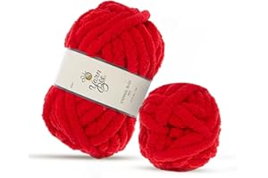 HOBBY LOBBY (RED) Jumbo Yarn for Crocheting & Knitting – Soft Yarn Skein – 28 Yards of 100% Polyester Yarn for Crocheting Blankets, Hats, & More – DIY Handcrafting Accessories