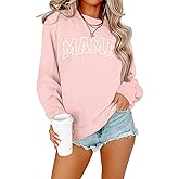 QLIPIN Mama Sweatshirt Women Mom Life T Shirt Mommy Mom Crewneck Pullover Tops Casual Mama Letter Print Long Sleeve Shirt