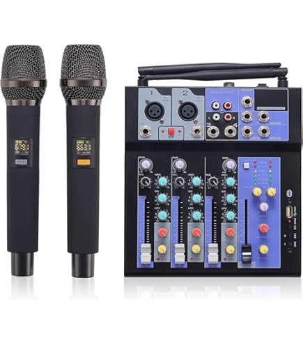 Amazon.com: Audio Mixer 4 Channel DJ Mixer with Dual Wireless