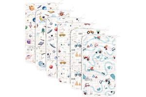 decalsweet Baby Burp Cloths Muslin Washcloths 6 Pack Muslin Burp Cloths 100% Cotton Large 20''x12'' Soft 6 Layers Baby Burp Rags for Boys Girls Baby Essentials for Newborn Gift Machine Washable