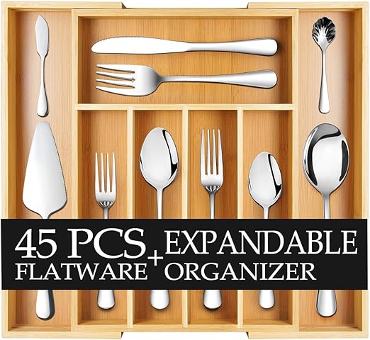 Amazon Com Teivio 45 Piece Silverware Set Flatware Set Mirror