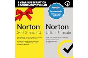 Exclusive Bundle: Norton 360 Standard 1 Device with Norton Utilities Ultimate (for 10 Windows PCs), 1-Year Subscription [Down