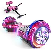 LIEAGLE Self-Balancing Scooter with Seat Attachment Adjustable Frame | All-Terrain Go Kart with LED Lights, Bluetooth Speaker