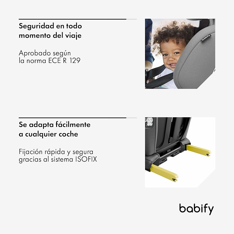 Assento de carro infantil babify de 3 a 12 anos, assento de bebê isofix, assento de carro ajustável para bebês e crianças, assento de carro portátil seguro para meninas e meninos, confortável e resistente, assento de carro