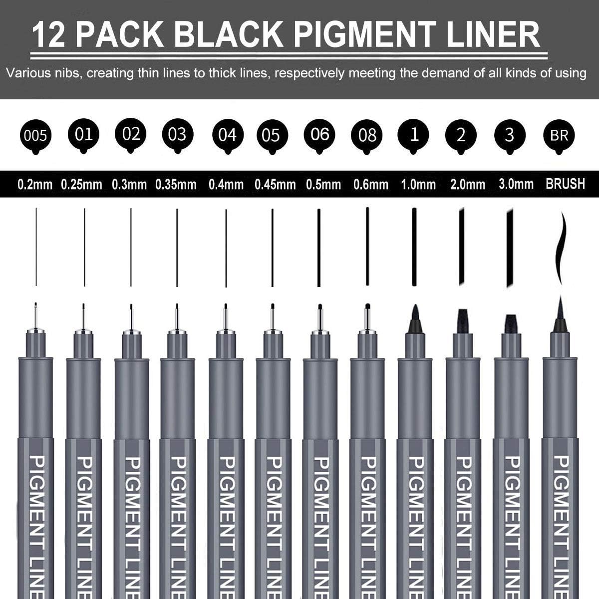 Black Fineliner Pens Set 12 Pack Fineliners Oman