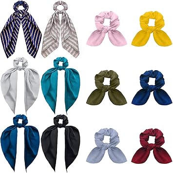 Amazon Com 12 Pieces Satin Scarf Hair Scrunchies Soft Scarf Hair