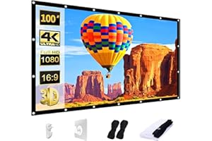 AAJK Projector Screen 100 inch, Washable Projector Screen 16:9 Foldable Anti-Crease Portable Projector Movies Screen for Home Theater Outdoor Indoor Support Double Sided Projection