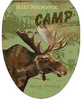 Toilet Tattoos TT-1888-R Moose At Sunset Decorative Applique for Toilet Lid Round Bathroom Accessories