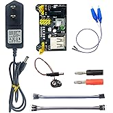 arduino Power Supply Breadboard 3.3V 5V Power Supply Module+Minidodoca 9V 1A Adaptor 5.5 x 2.5mm+Alligator Clip Test Leads+Ba