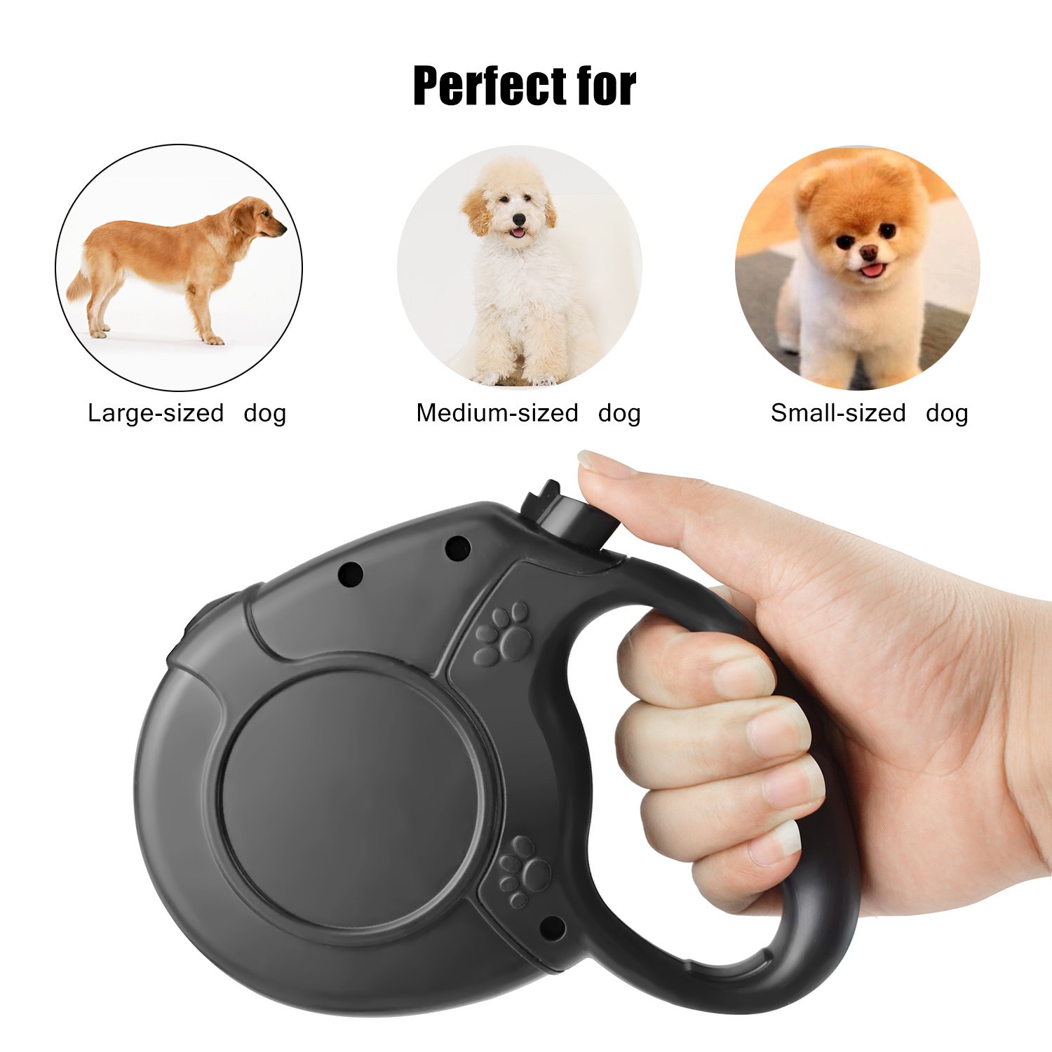 Retractable Dog Leash, FuPany Dog Walking Leash 26ft for Medium Large Dogs Up to 88lbs with Anti-Slip Handle (Black)