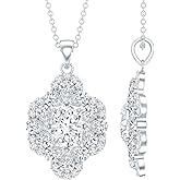 Rosec Jewels Certified 2 Carat Moissanite Pendant With Silver Chain, D-Vs1 Quality, Vintage Moissanite Necklace - Gift For Women