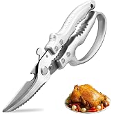 Poultry Shears, Kitchen Shears Heavy Duty for Chicken, Bones | Spring Loaded Kitchen Scissors for Food, All Purpose, for Turkey, Meat, Fish, Stainless Steel Blade, Dishwasher