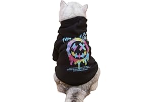 QWINEE Dog Hoodie Dog Shirt Sweatshirt Stylish Dog Clothes for Cat Kitten Puppy Small Medium Large Dogs Black Small