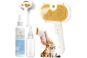 ZUPOOKO Pet Steam Brush, Shower Bath Brush, Grooming Water Brush for Long & Short Haired Pets, Cat Steam Brush, Dog Brush for Shedding, Mist Spray Hair Removal Comb Includes Waterless Shampoo(OrangeWhite)
