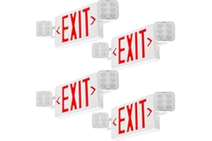 LED FLYING DIRECT LED Combo Exit Sign Emergency Light, Double Sided Letters with Two LED Flood Lights, Exit Signs for Business with Battery Backup, Fire Resistant, Commercial Grade 100-277V