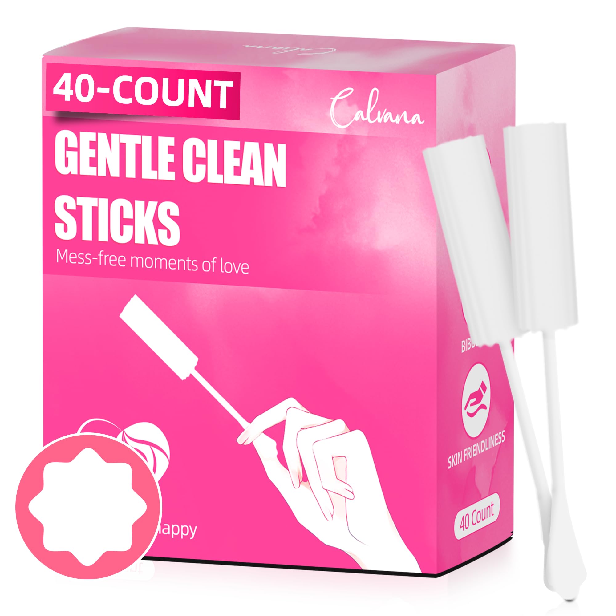 Photo 1 of (40-Pack) Calvana White Drip Sticks for Females, Drip Stick Absorbing Sponge, Awkward Essentials, Soft and Comfortable Design, Long Handle Easy Grip, Individually Packaged