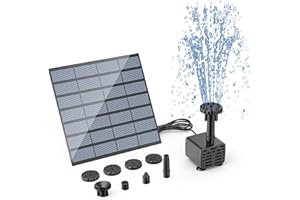 AISITIN DIY Solar Water Pump Kit for Water Feature Outdoor, Solar Powered Water Fountain Pump with 6 Nozzles for Bird Bath, Ponds, Garden, Fish Tank