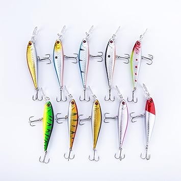 Amazon 10pcs 3d目ミノー釣りルアー中国10 5 Cm 9 5 G人工餌imitate For Rapala Wobblerハードルアーisca人工 ルアー