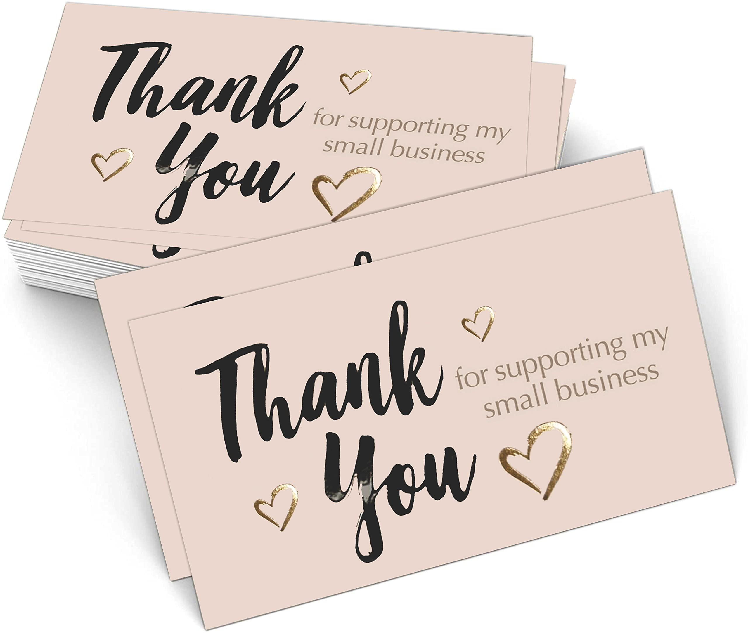 easykart Labels 120 Thank You for Supporting My Small Business Cards, Gold Foil Business Card Size 3.5" x2", Thank You Cards for Online Retail Shop, Small Business, Customer Package Inserts