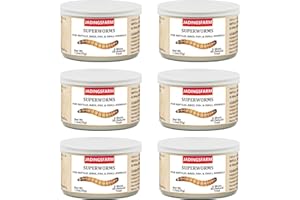 JADINGSFARM 6 Pack Canned Superworms for Reptiles, Fish, Birds and Small Animals, Super Worms, Healthy High Protein Treat, Reptile Bird Fish Food 7.2 Ounces Total