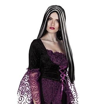 72cm Long Ladies Girls Black White Streaks Monster Frankie