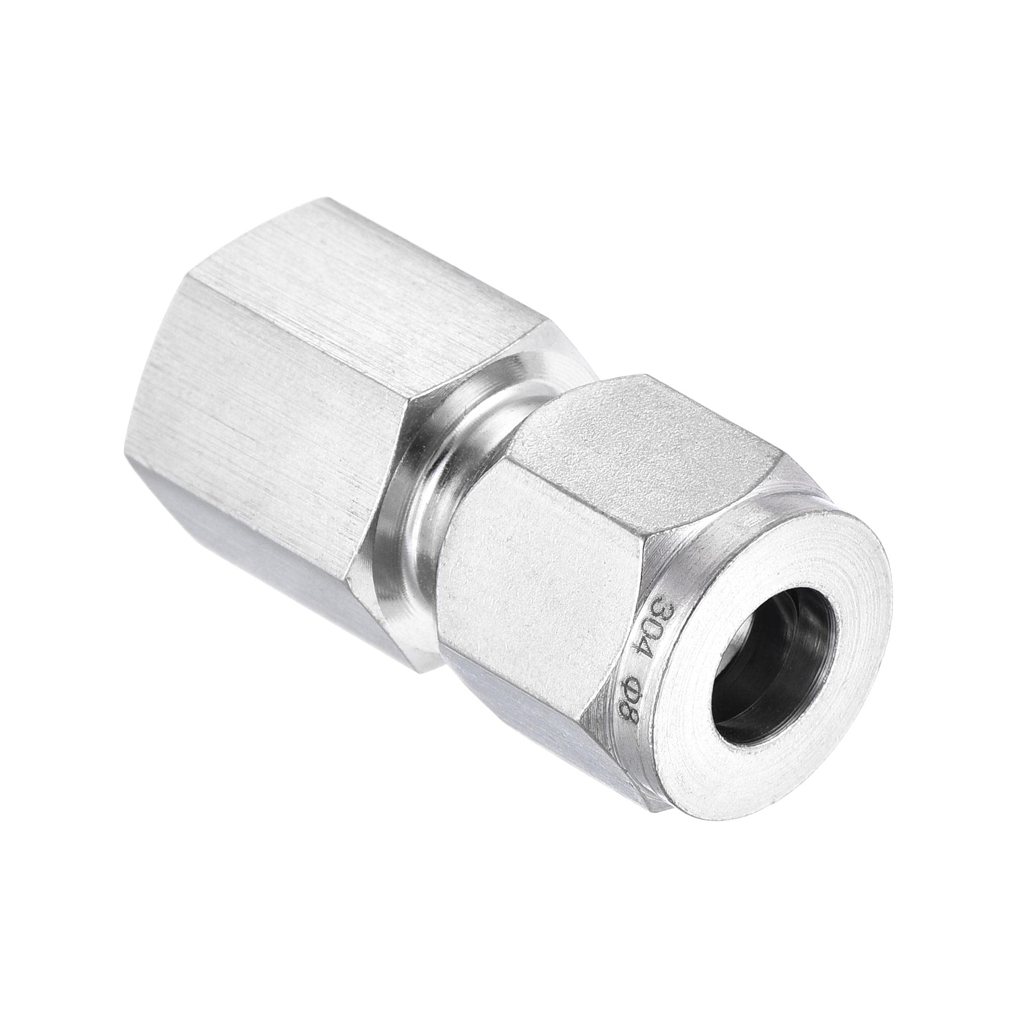 sourcing map Compression Tube Fitting 1/4NPT Female Thread x 8mm Tube OD Straight Coupling Adapter 304 Stainless Steel