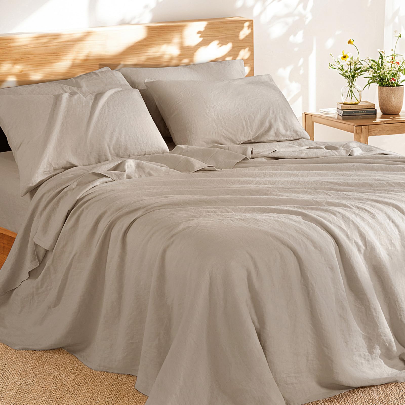 Shilucheng 100% French Linen Sheets - Queen Size