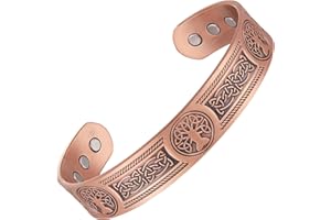 Fashtour Copper Bracelet for Men, 99.99% Pure Copper Cuff Bangle, 3500 Gauss Magnetic, Tree of Life Bracelet, 7.3 Inch Birthday Gift