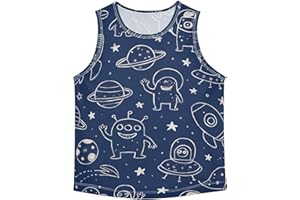 JUNZAN Space Stars Blue Tank Top for Boys Sleeveless Toddler Vest Active Shirts for Workout Gym Fitness Cycling Swimming 3T