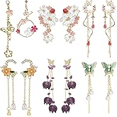NEWITIN 6 Pairs Flower Earrings for Women Hypoallergenic Earring Pearl Leaf Floral Tassel Earring Statement Long Flower Dangle Earrings for Women