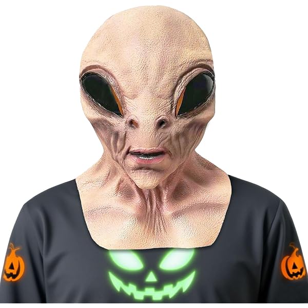Máscara Realista De Alienígena De Látex Para Halloween - Disfraz De Cabeza De Extraterrestre De Miedo, Talla Única Para Adultos Y Niños