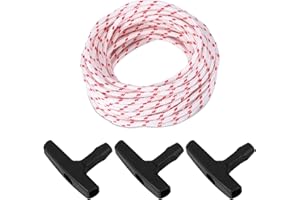3pcs Gas Engine Handle & Pull Cord, High Strength 0.20 Inch Thick Replacement Recoil Starter Rope Pull Cord Lawn Mower Trimme