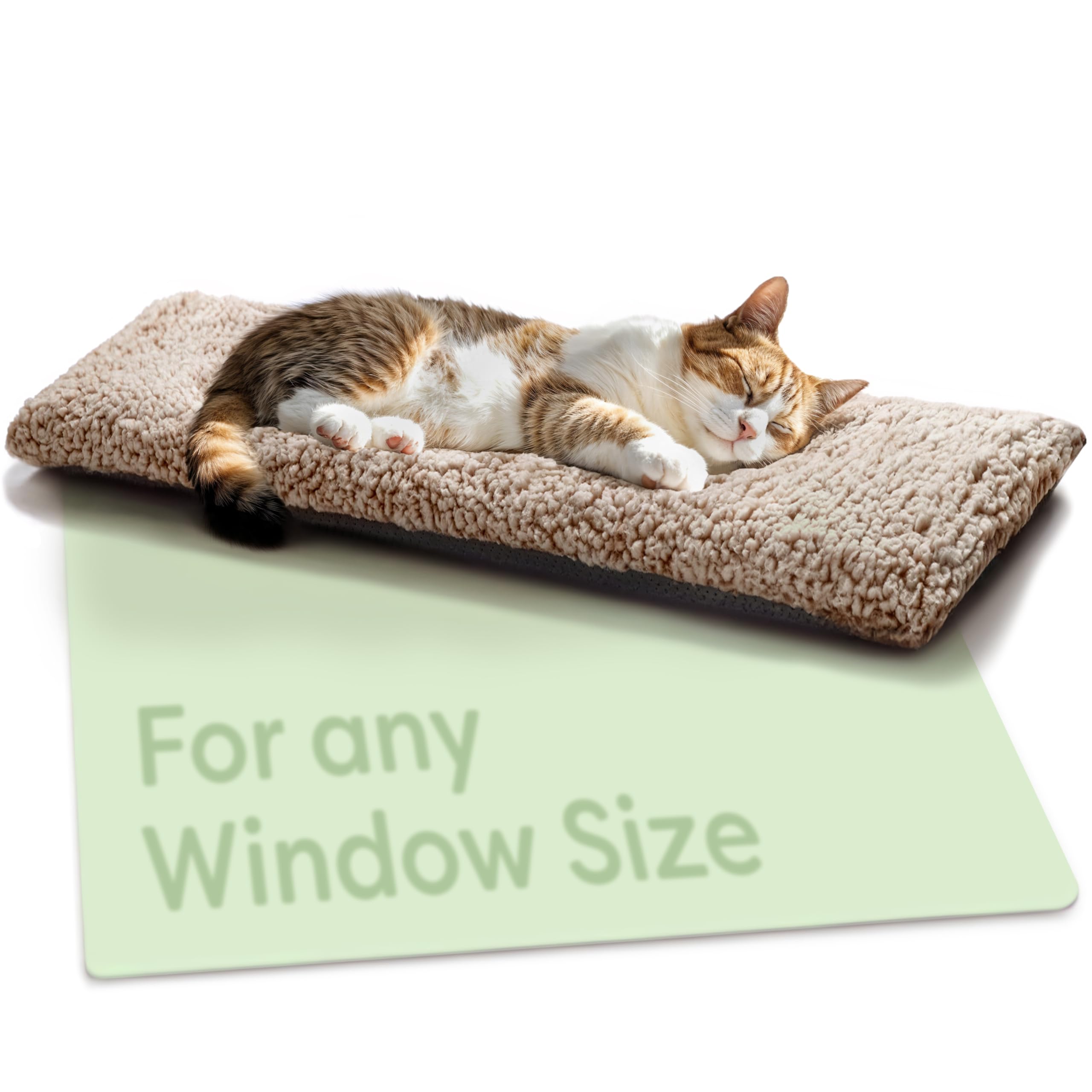 Knupis Cat Windowsill Mat 90 x 28 cm Brown - Sill Non-Slip - Self-Warming Cat Window Bed - Soft & Cuddly - Washable Cover