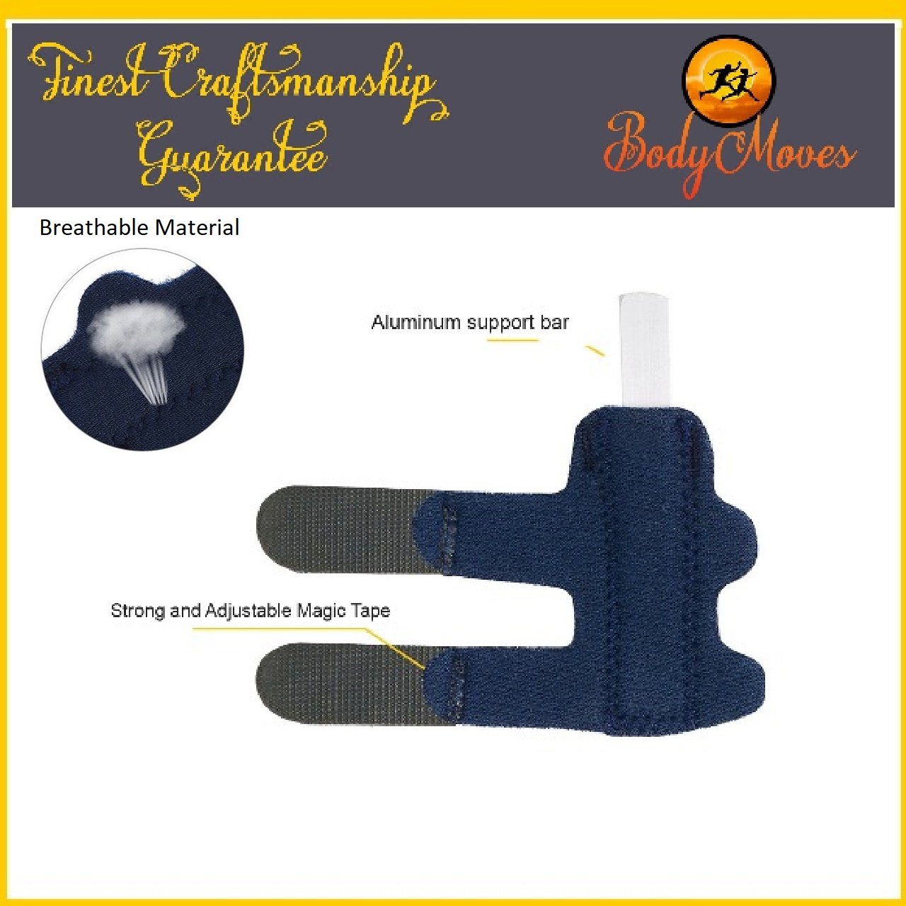 BodyMoves 2 Finger Splints plus 2 sleeves for Trigger Mallet Broken Finger brace joint support for men and women- ideal for seniors (4 pc set, Midnight Black): Health & Personal Care