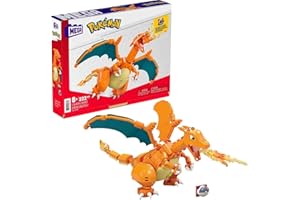 MEGA BRANDS MEGA Pokémon Building Toys Set Charizard with 222 Pieces, Articulated and Poseable, 4 Inches Tall, for Kids